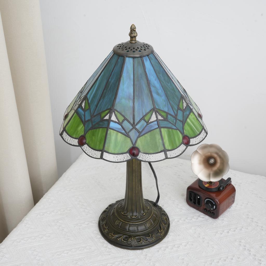Modern Stained Glass lamp 12 Inches Bedside Table Lamp for Living Room Bedroom Dorm Kitchen Home Decor Festival Birthday Gift