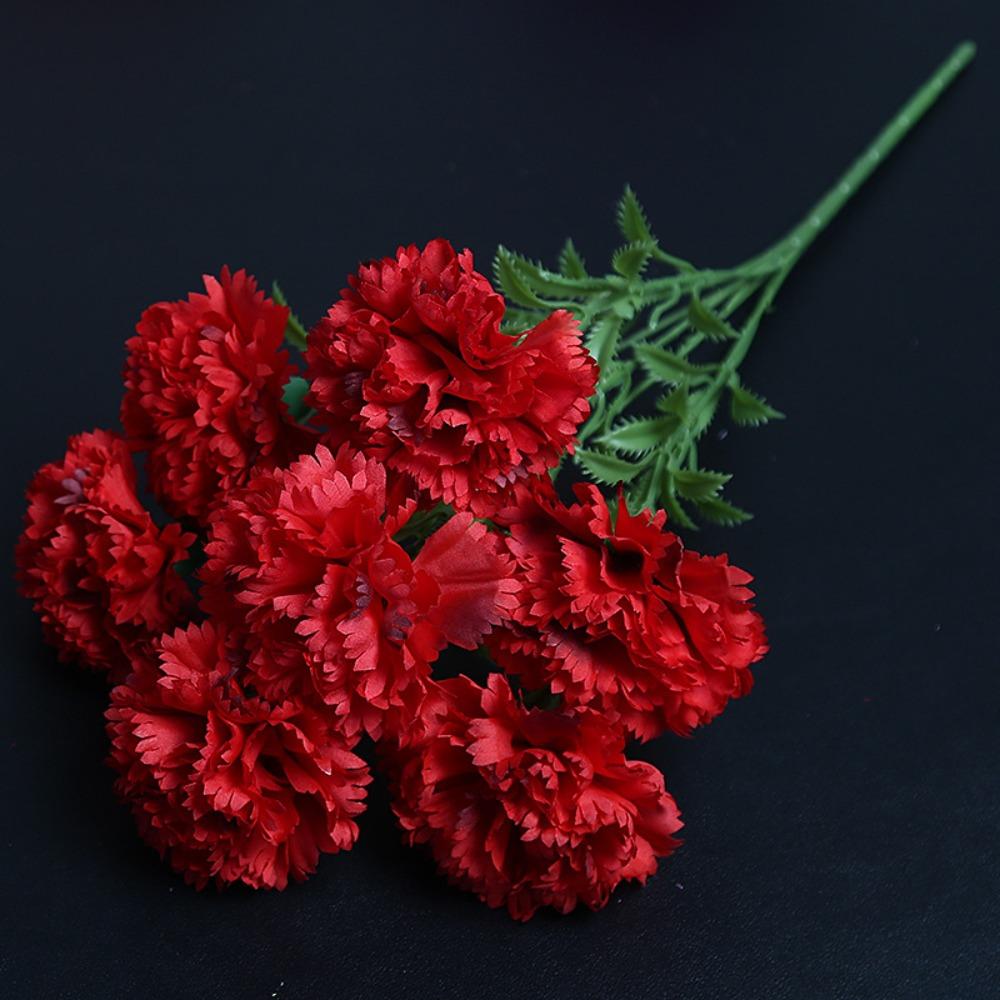 Silk Cloth Artificial Carnation Bouquet Photography Props 7 Heads Simulated Carnation Mother's Day Gifts Wedding Fake Flower