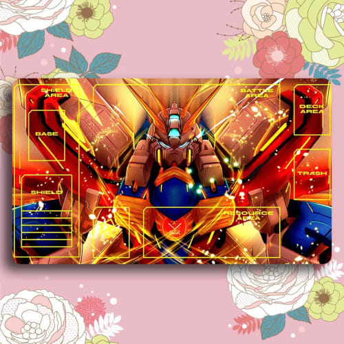 Senkou Draw Card Game Play Mat, God Gundam Anime Merchandise, Universal TCG Play Mat with Storage Case, Card Frame (60cm x 35cm x 0.2cm)
