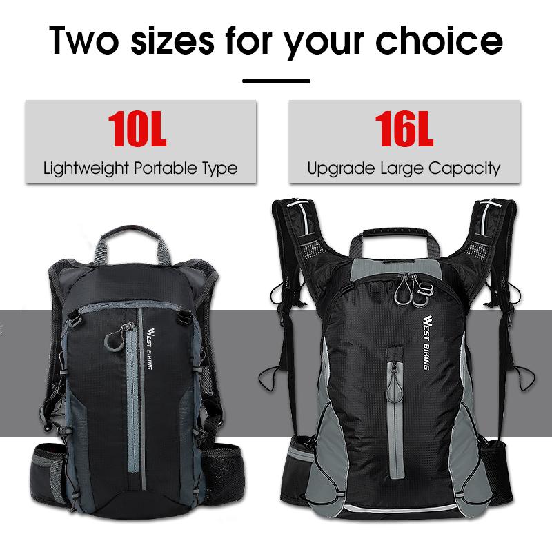 WEST BIKING 10L Nefes Alabilir Bisiklet Sırt Çantası Su Geçirmez Ultra Hafif Katlanabilir Bisiklet Çantası Outdoor Tırmanış Seyahat Yürüyüş Bisiklet Çantası