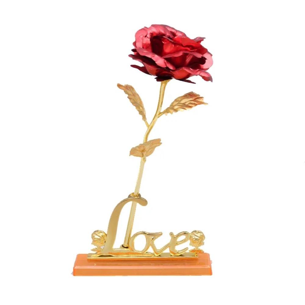 Flores Artificiais Douradas Rosa Banhada a Folha de Ouro 24K Presente de Dia dos Namorados para Esposa Casamento Dia das Mães Amor Eterno Rosas Douradas