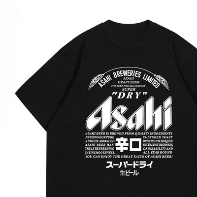 T-shirt Asahi Beer Giappone 2025 Estiva Unisex con Stile Retro Americano Ampia Casual Cotone Manica Corta