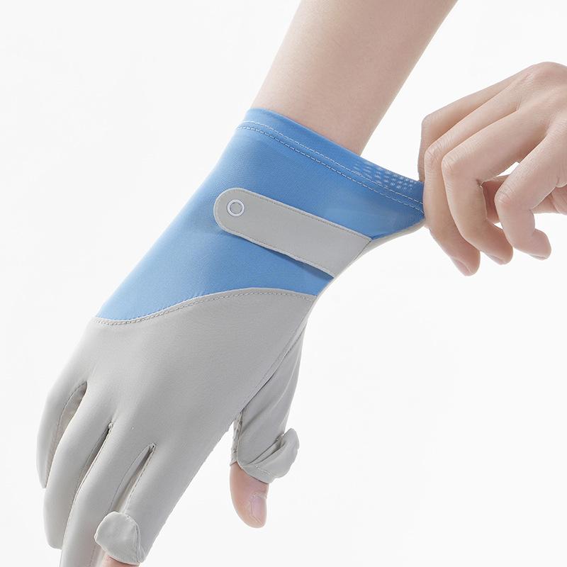 Women’s Ice Silk Summer Gloves, Stretchy UV Protection Gloves, Lightweight Breathable Thin Gloves for Outdoor Cycling Driving Activities