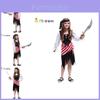 Adorable Girls Pirate Costume For Halloween Cosplay Featuring Polyester Fabric And Magical Elements