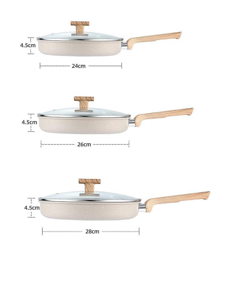 Sartén Antiadherente de Piedra Maifan - Fondo Plano, Saltear, Bistec, Tortilla Pequeña, Sartén Universal Compatible con Inducción.