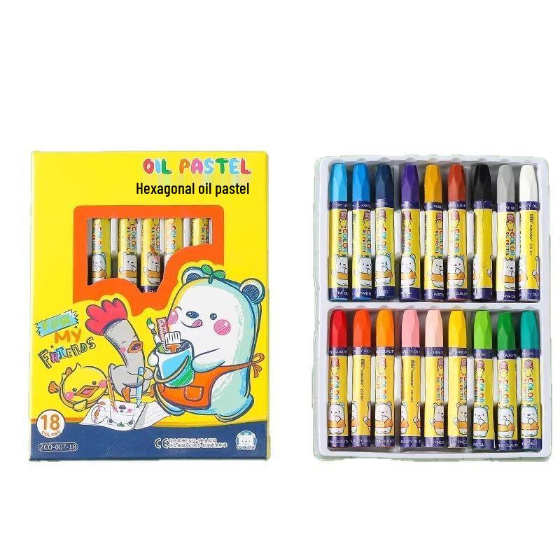 18-Piece No-Mess Kids' Crayons & Oil Pastels Set for Kindergarten