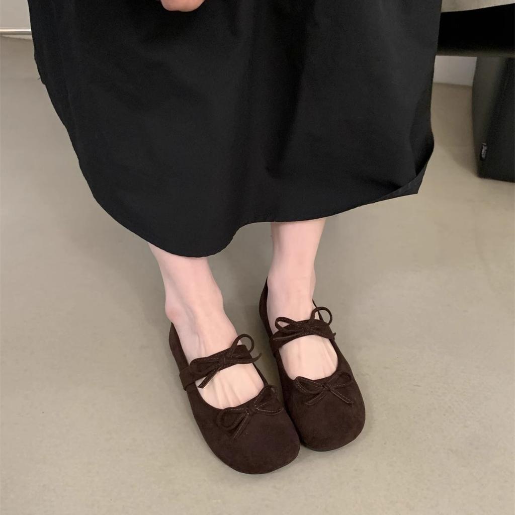 Little Red Shoes Shallow Mouth Single Shoes Women's Spring and Autumn New Ballet Flat Mary Jane Shoes