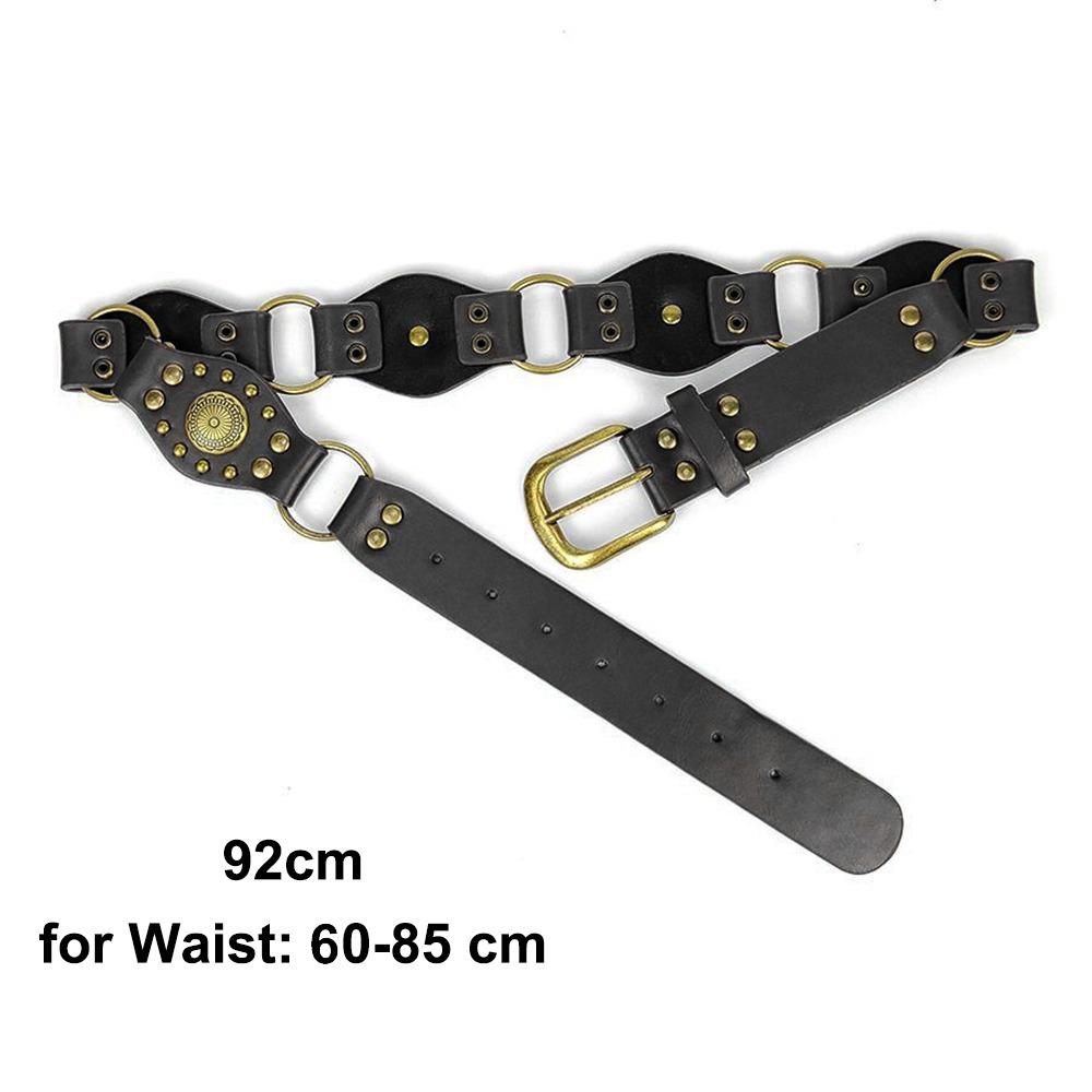 Vintage Rivet Waist Belt Grommet PU Leather Waistband Retro Waist Cinch Belt  Female Jeans