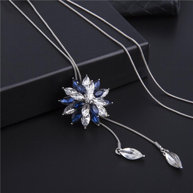 Snowflake tassel long sweater chain women's tide simple and versatile fashion temperament accessories pendant