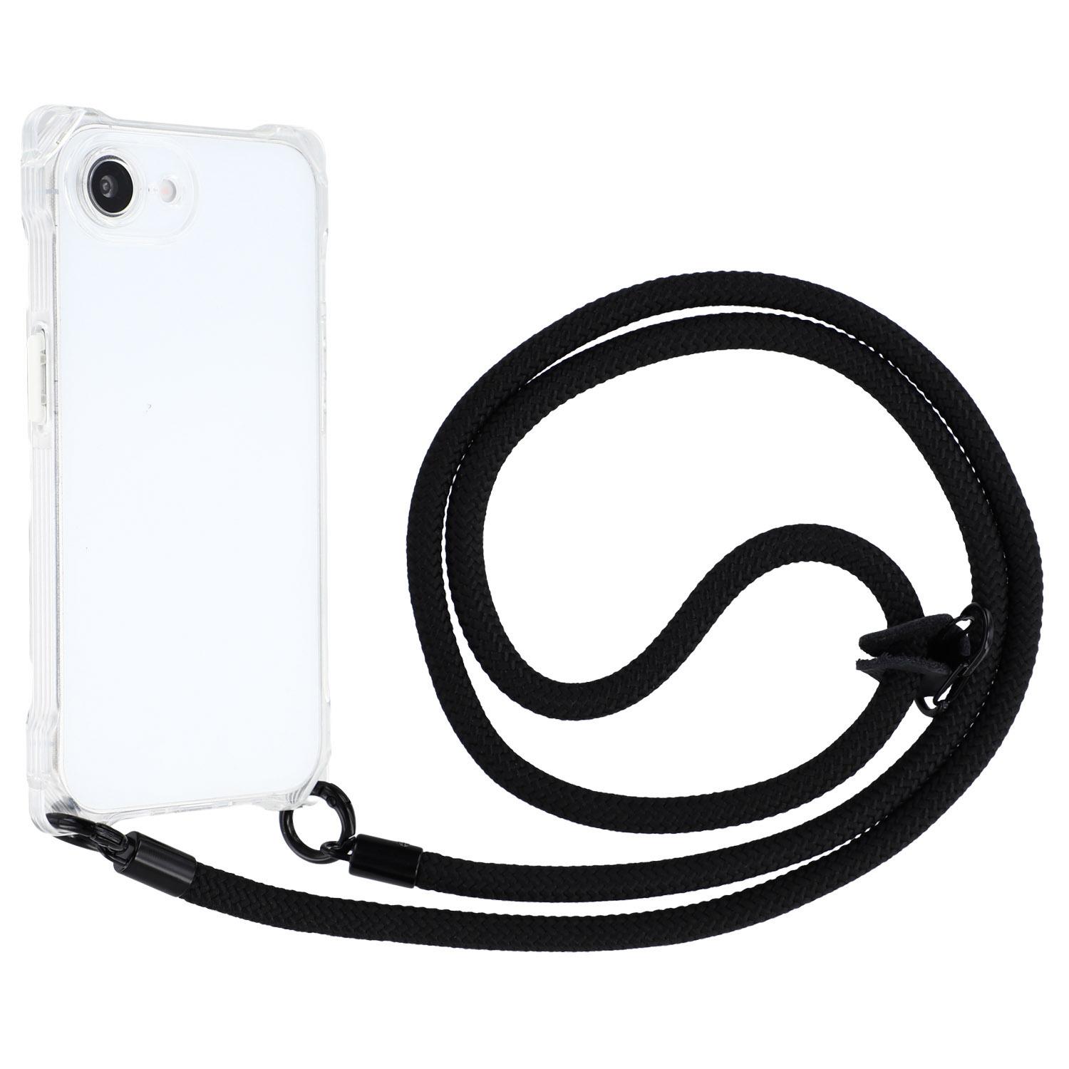 

Чохол для iPhone 16e, протиударна TPU задня кришка з захистом чотирьох кутів та довгим ремінцем Transparent