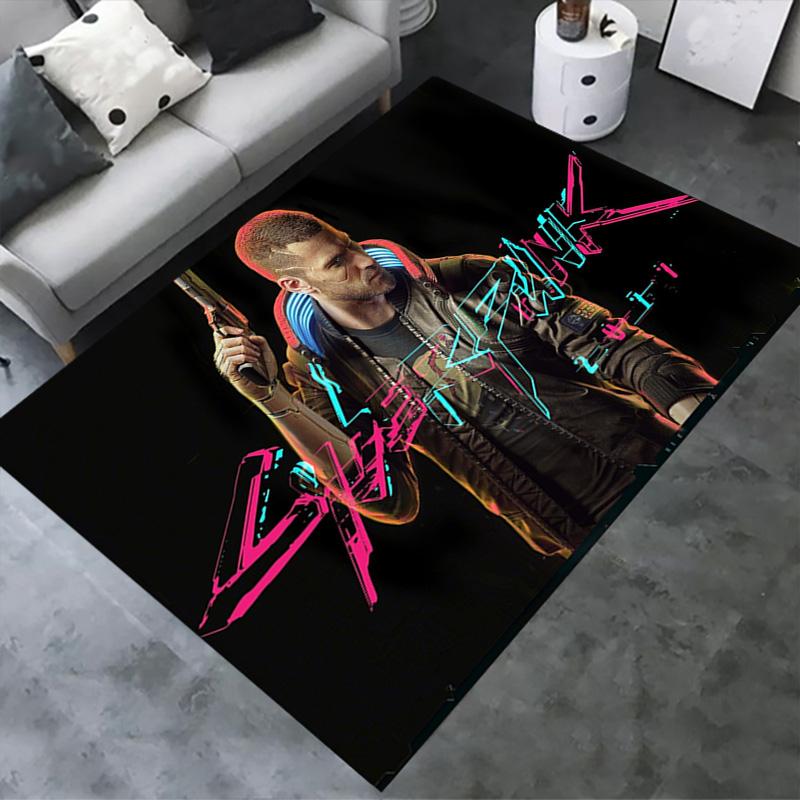 Cyberpunk 2077 Carpet Rug for Living Room Bedroom Home Sofa Decoration,Kids Play Non-slip Floor Mat