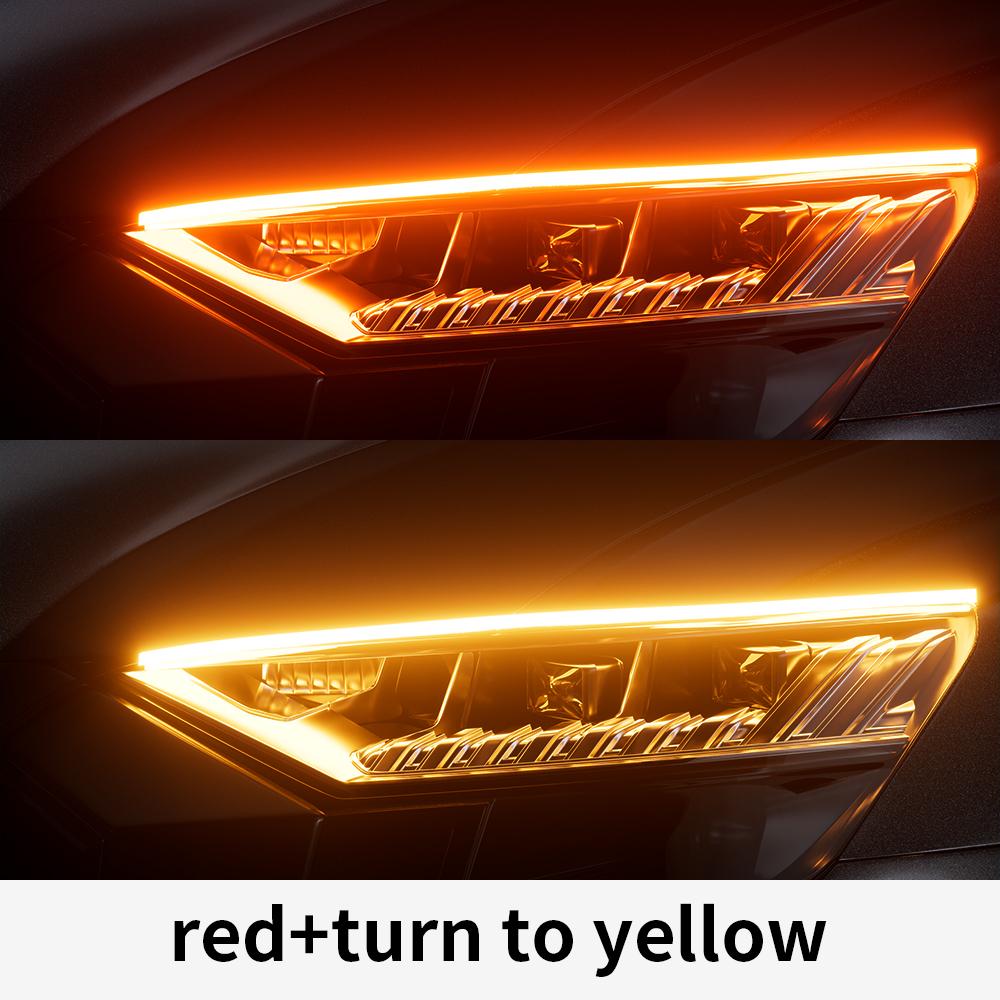 

PAUTIX 2 шт. автомобильные светодиодные ленты 12 В гибкие водонепроницаемые DRL дневные ходовые огни авто фары белый указатель поворота Red to Yellow
