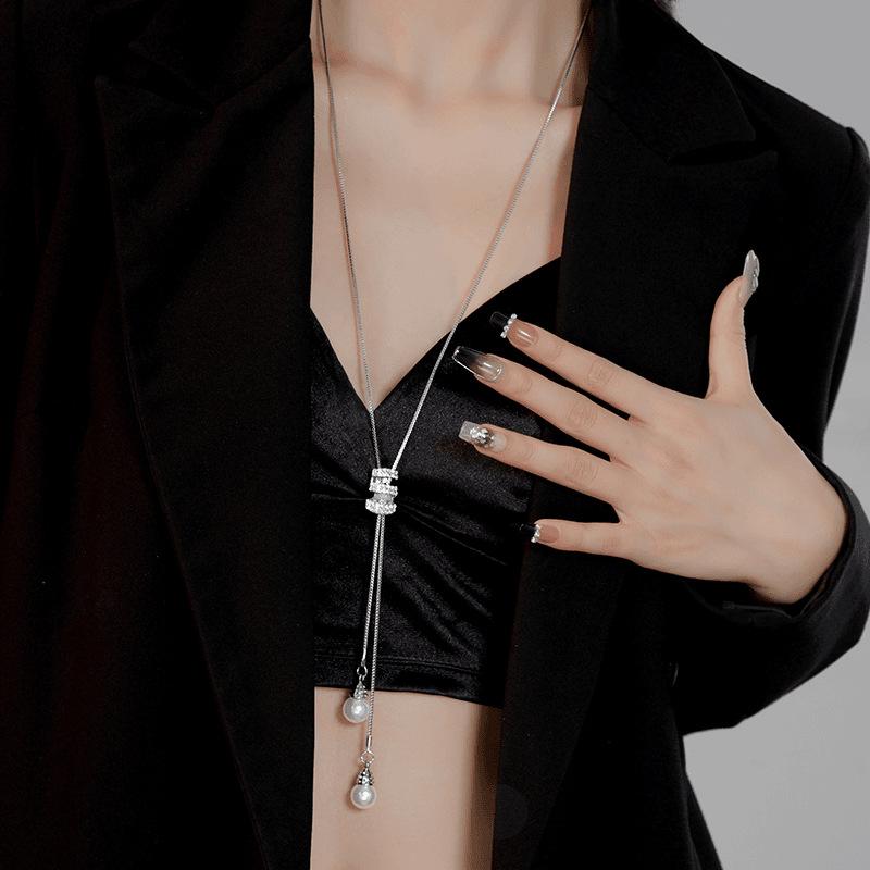 Korean Version Autumn and Winter Sweater Chain Long Pearl Necklace Pendant Autumn and Winter Temperament Fringed Jewelry Accessories