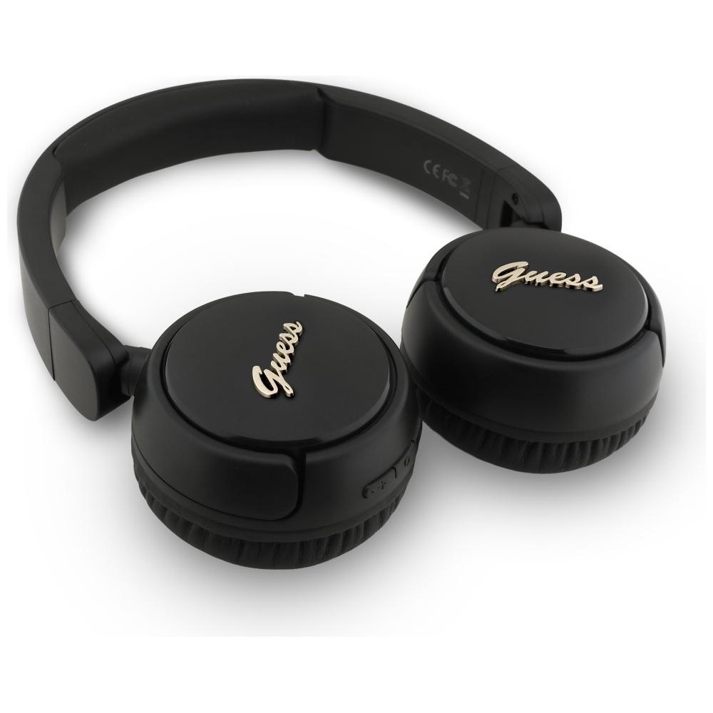 Guess Bluetooth 5.3 Metal Logo Script Black Over-Ear Headphones