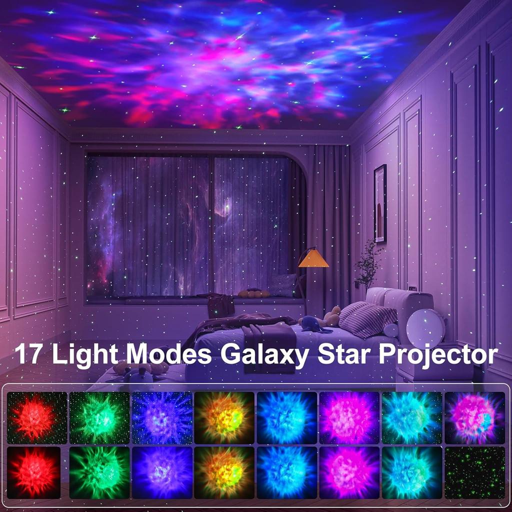 Galaxy Projector for Bedroom Star Light with 17 Lighting Modes Starry Nebula Ceiling Night Light with Timer Remote Control Room Decor