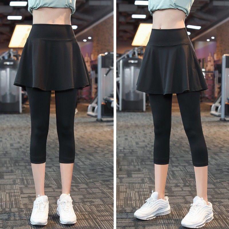High-Waisted Two-in-One Skirt Leggings - Quick-Dry, Hip-Lifting Yoga and Running Pants
