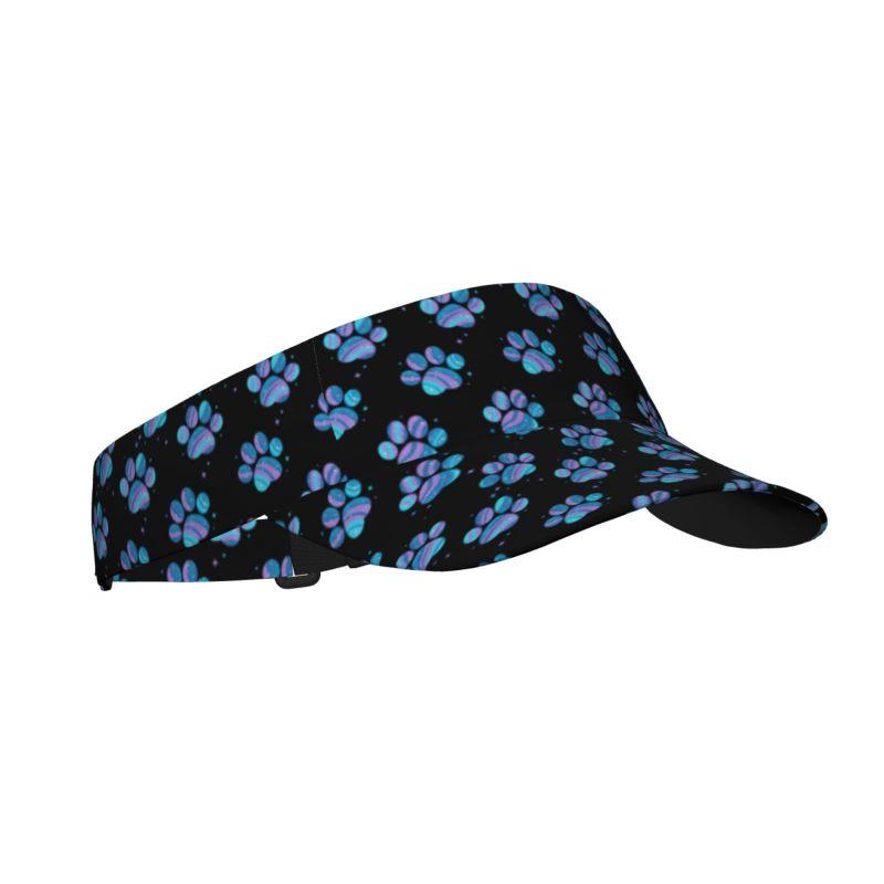 Cute Paw Dog Watercolor Pattern Sports Sun Visor Hat Women Men Paw Baseball Hat Adjustable Wide Brim Cap for Hiking Camping