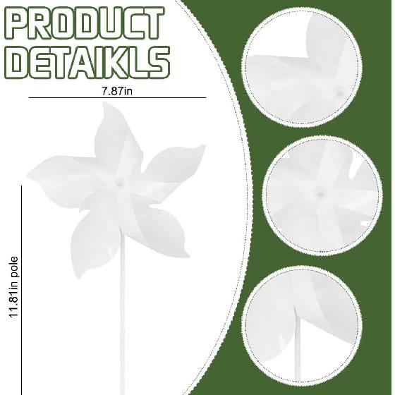 6 Pcs Sublimation Plastic Windmill Blanks Heat Transfer DIY Pinwheels Double Sided Blank Pinwheels for Garden Patio Lawn Picnic Party Decor
