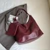 Burgundy 2-IN-1 Shoulder Tote Bags For Women Soft PU Leather Solid Color Large Capacity Shopping Hobo Bag With Coin Purse 2026