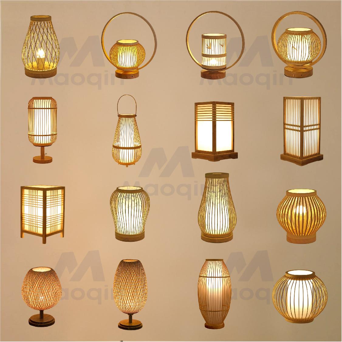 Modern Handcrafted Bamboo Rattan Table Lamp Natural Home Garden Bedroom Decorative Asian Handmade Desk Wicker Table Lamp 6