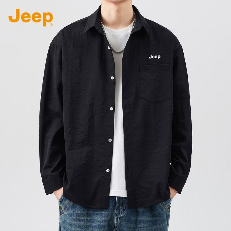 JEEP Men's American Style Loose Fit Long Sleeve Shirt