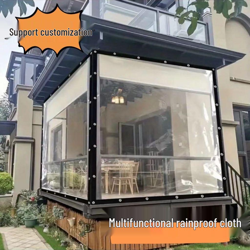 Wind, Rain & Cold-Proof Transparent Courtyard Enclosure Cloth with Edging & Eyelets - Greenhouse Window Seal for Balcony
