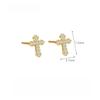 925 Sterling Silver Cross Stud Earrings Multi-Color Shiny CZ Crystal Minimalist Jewelry for Women Daily/Gift