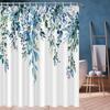 Blue Purple Eucalyptus Leaves Shower Curtains 72X72 Inch, Waterproof Fabric Stylish Botanical Bathroom Shower Curtain With Hooks