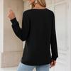 Women's T-shirt Solid Color V Neck Long Sleeve Top