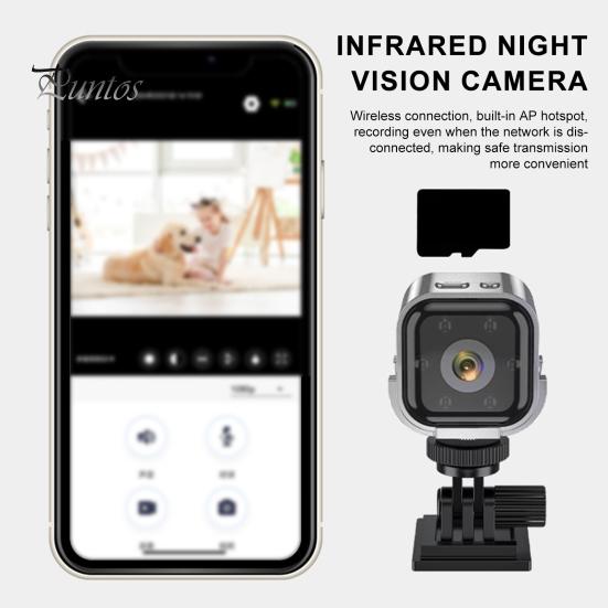 

1080P Wi-Fi камера з інфрачервоним нічним баченням Рішення для домашньої безпеки HD-сумісна камера з функцією виявлення руху на карті пам’яті срібло сірий колір