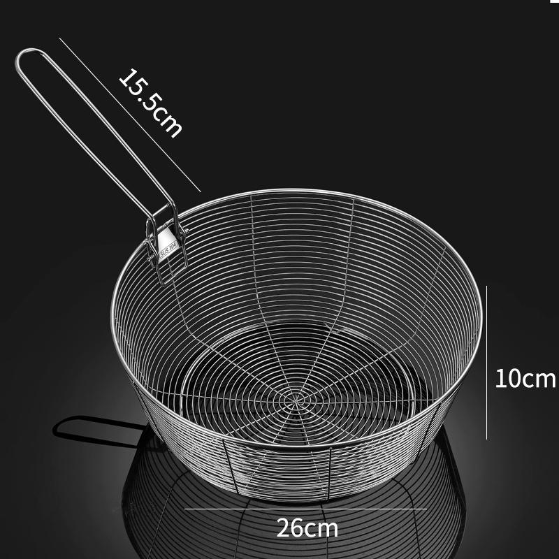 304 Stainless Steel Frying Filter Basket Multifunctional Strainer Foldable Long Handle Colander for Wash Vegetables Kitchen Tool