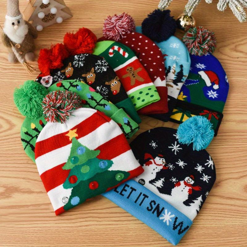 High qualityChristmas Theme Hat With A Pom-pom, Decorated With Patterns, For Winter Use, Suitable As A Christmas Gift; One
