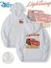 2025 Disney Car Lightning McQueen Hoodie - Men's Racing Graphics Pullover Sweatshirt Loose Edition Hooded Casual Clothing...