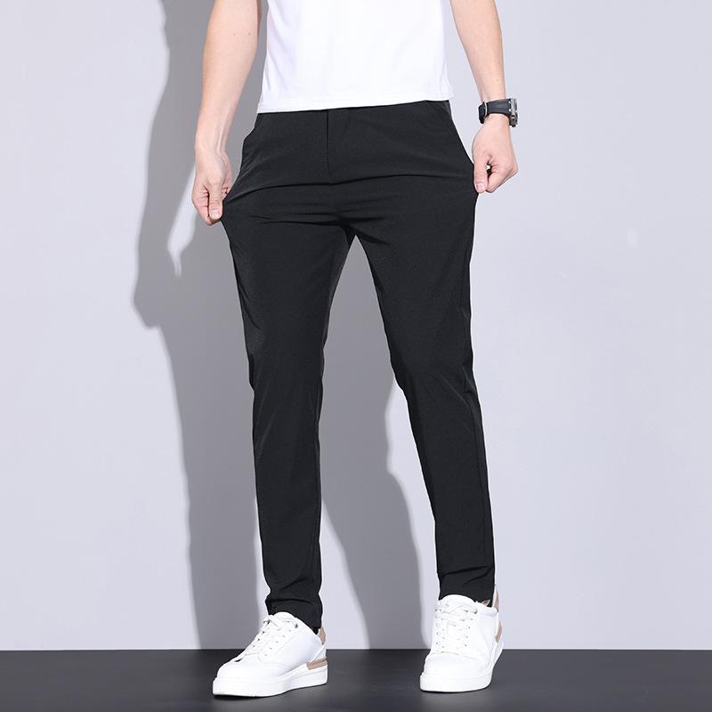New pants men's summer thin ice silk trousers loose straight quick-drying sports men's casual pants