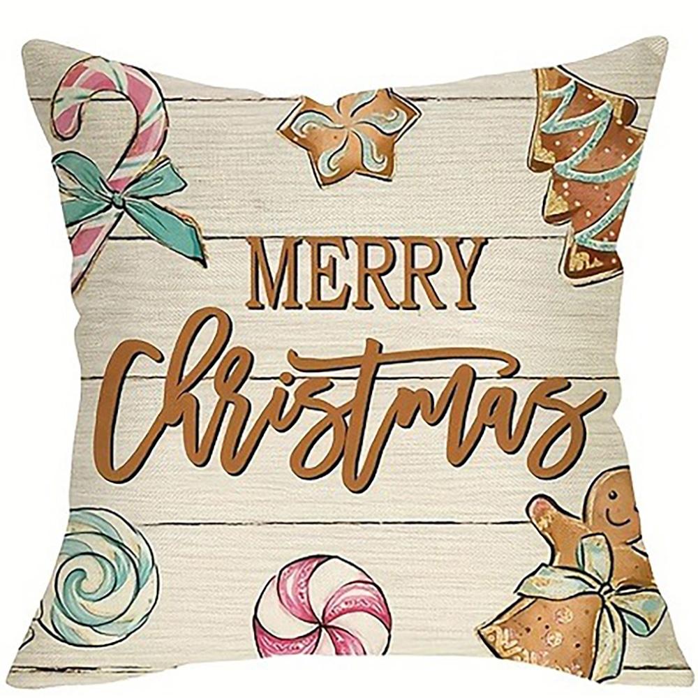 Christmas Gingerbread Pillowcases: Merry & Bright Decor Sofa Bed Cushion Cover, New Year Home Decoration