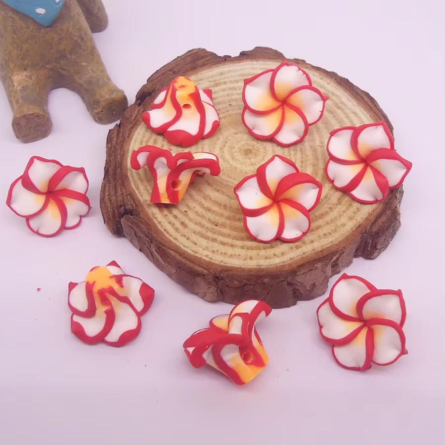 15mm Polymer Clay Plumeria Egg Flower Beads for DIY Bracelet and Necklace Jewelry Making