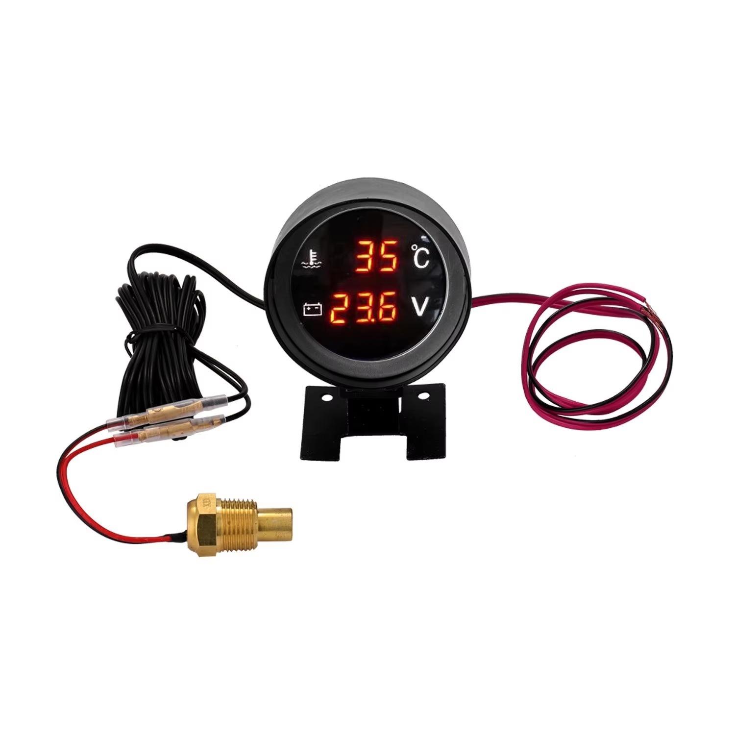 Car Water Temp Gauge Voltmeter DC 12/24V Car Temperature Sensor Universal for Car Vehicle Truck Digital Gauge красный