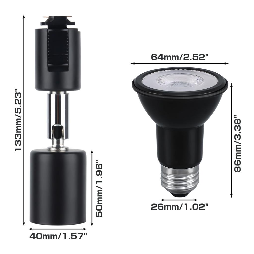 Szbritelight Spotlight, E26 Duct Rail Light, Bulb Included, Duct Rail Lighting Fixture, Lighting Rail, PAR20 Reflector Bulb, Lamp, LED Bulb and