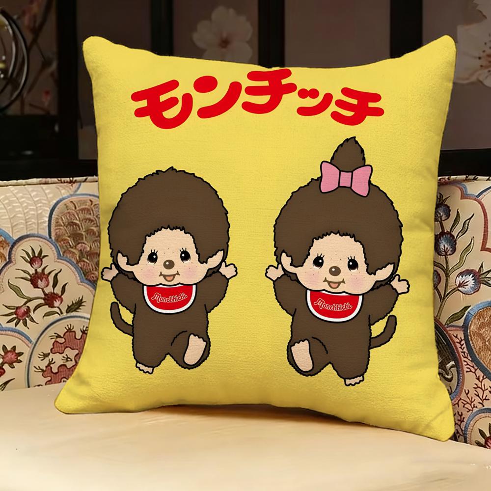 M-Monchhichi Cute Pillow Case Pillowcase, Double-Sided Printed, Sofa Cushion, Bedroom Headboard Pillow