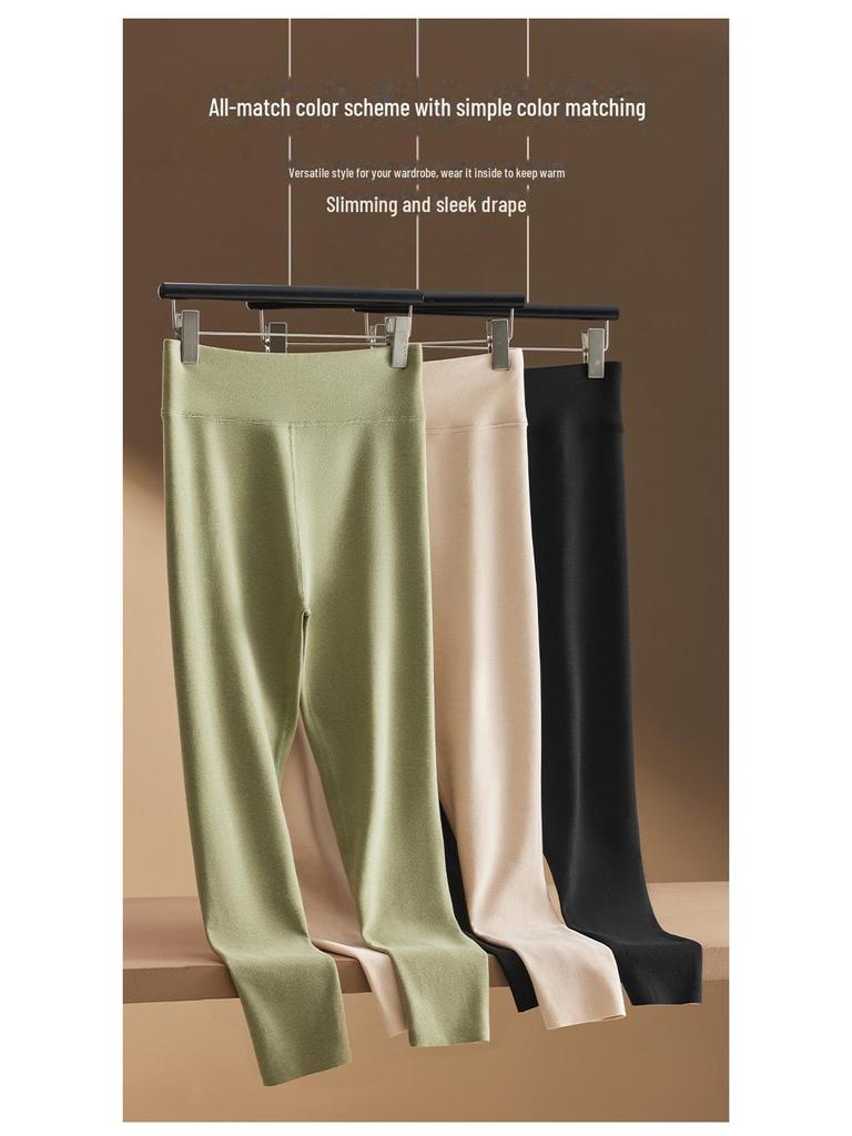 Damen Leggings mit hohem Bund, nahtlos, Bauchkontrolle, Kaschmirseide - Dick, warm, Übergröße für Herbst & Winter