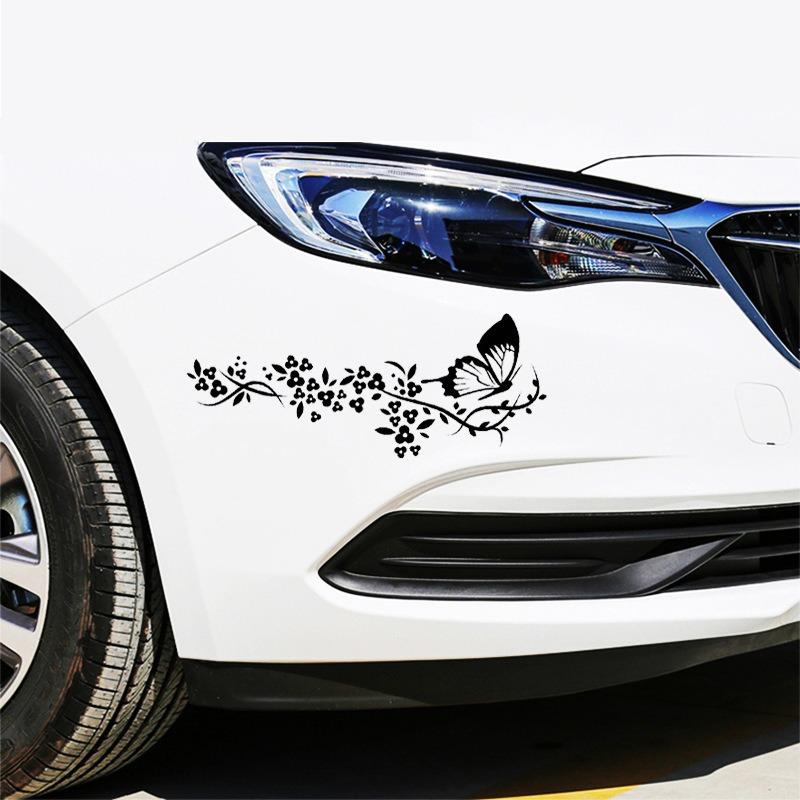 Flying Butterfly Flower Car Stickers Waterproof Auto Body Styling Decor Decals Window Vinyl Sticker Car Exterior Accessories
