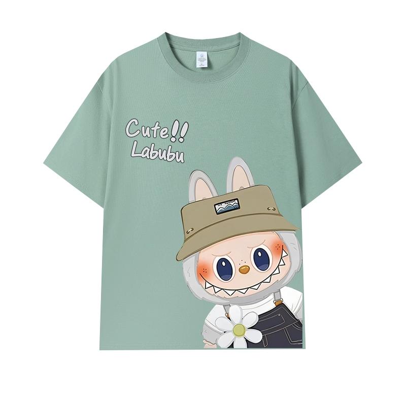 Cartoon Monster Elf Labubu Kids Printed T-shirt Summer Men's and Women's Casual Outdoor Girl Short Sleeved T-shirt Top