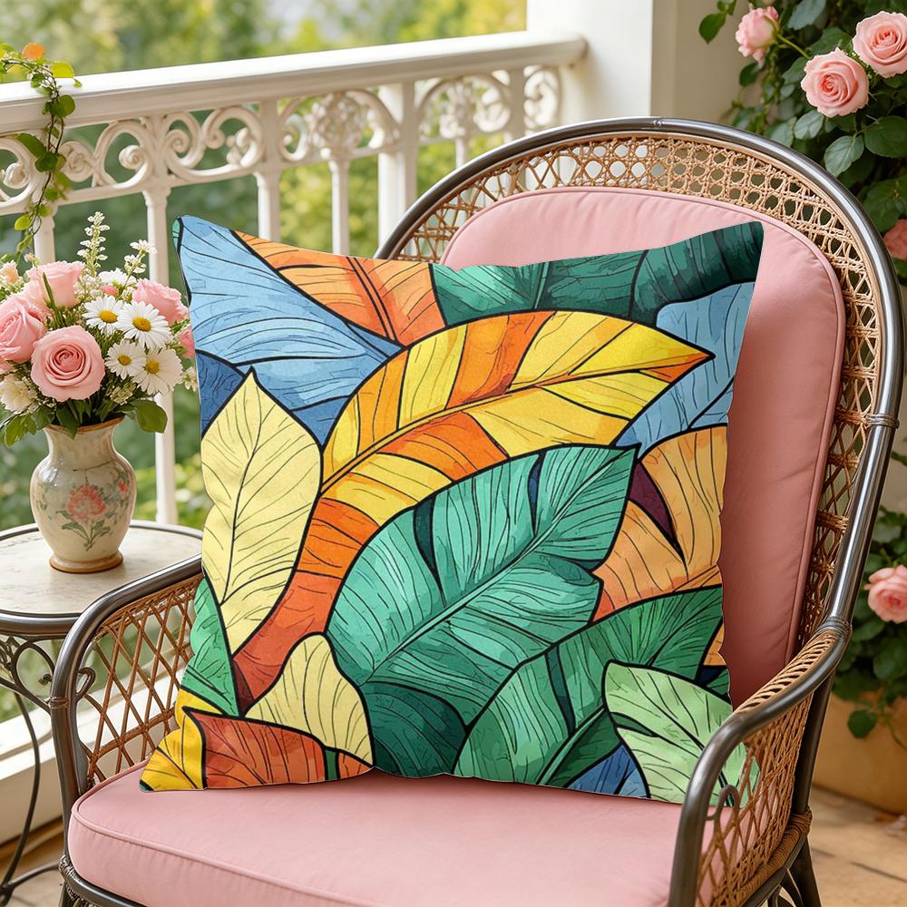 Classic Leaf Glass Cushion Cover Soft Plush Throw Pillow Cover  DoubleSided Decorative Cushion Case  Sofa Bedroom Home Decor