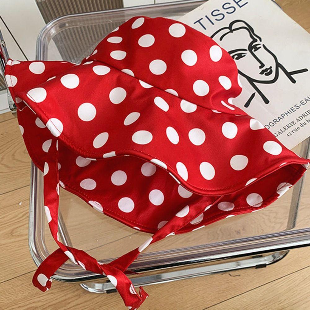 Polka Dot Ribbon Summer Sun Hat Lace Bucket Hat Fashion Sunshade Hat  Girl