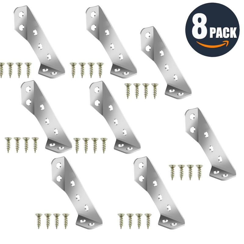 Stainless Steel Corner Brace Furniture Corner Bracket Cabinet Drawer Fastener With Screw Support Angle Code for Shelf