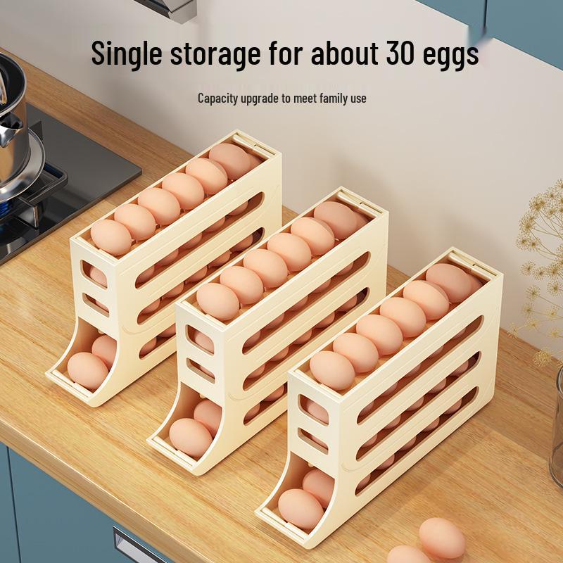 Dual-Layer Egg Rolling Storage Rack for Refrigerator Doors