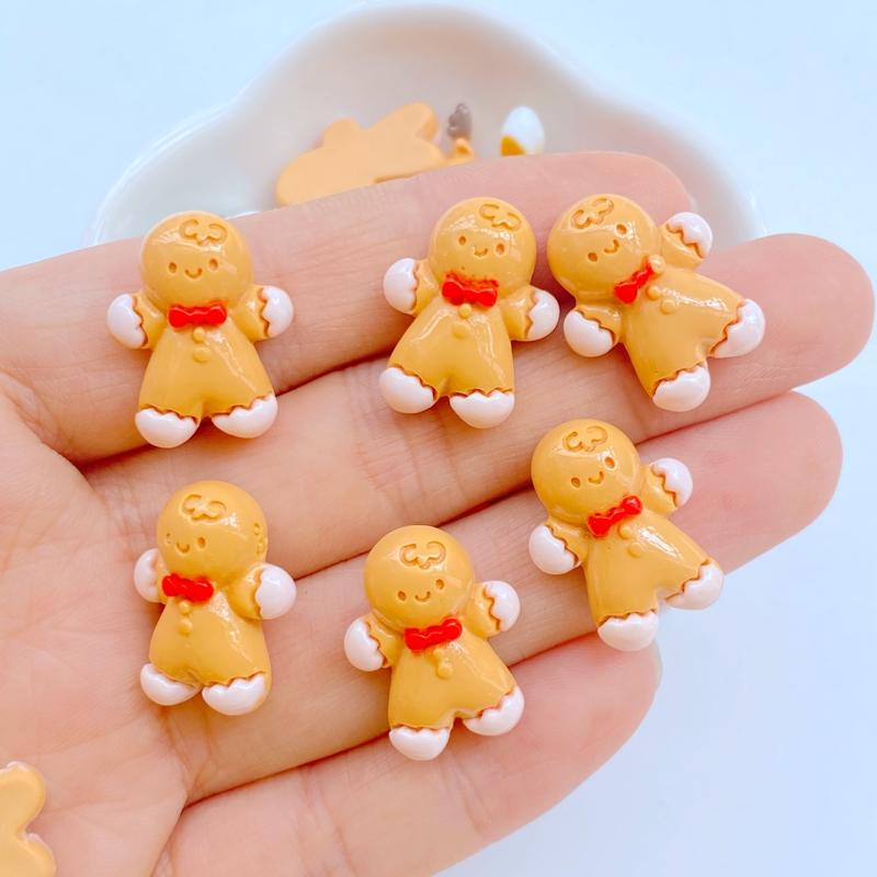 20 Stück Niedlicher Weihnachts-Schneemann, Weihnachtsmann, Lebkuchenmann, Weihnachtsbaum, Flache Rückseite, Harz, Scrapbooking, DIY, Schmuck, Dekoration, Zubehör