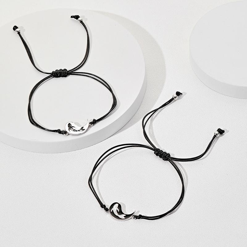 Yin And Yang Bracelet Women Men Nationality Enamel Tai Chi Gossip Fish Woven Friendship Couple Bracelet