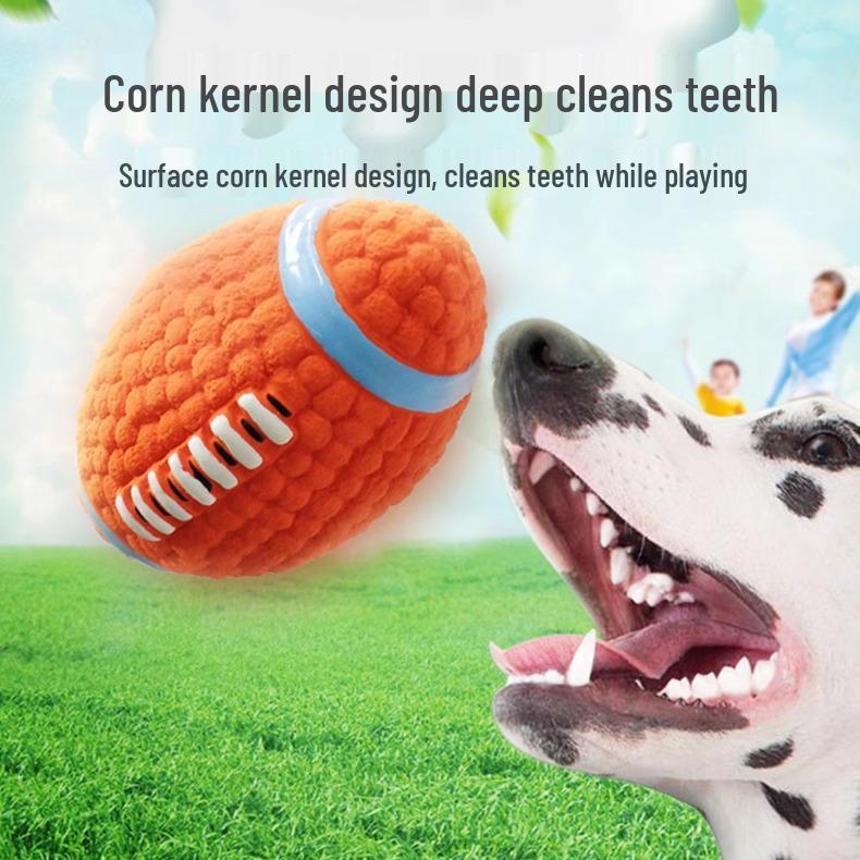 Durable Latex Football Dog Toy: Large Bite-Resistant, Sounding Ball for Molar Play