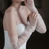 Ruffled Glove Easy Elegant Arm Cover Pearls Long Sleeve Decorative Tulle for Wedding False Pearls Gloves Sheer